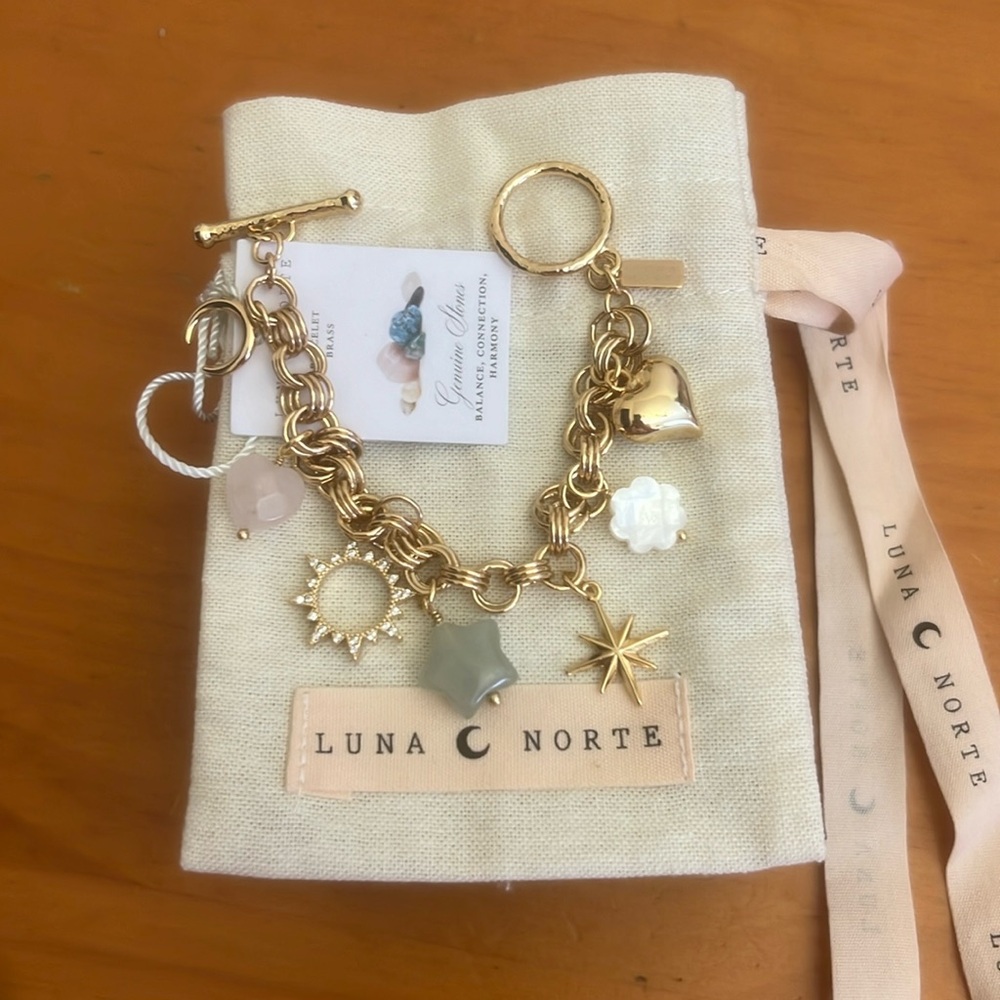 - Viral Luna Norte brass bracelet /genuine stones /sage